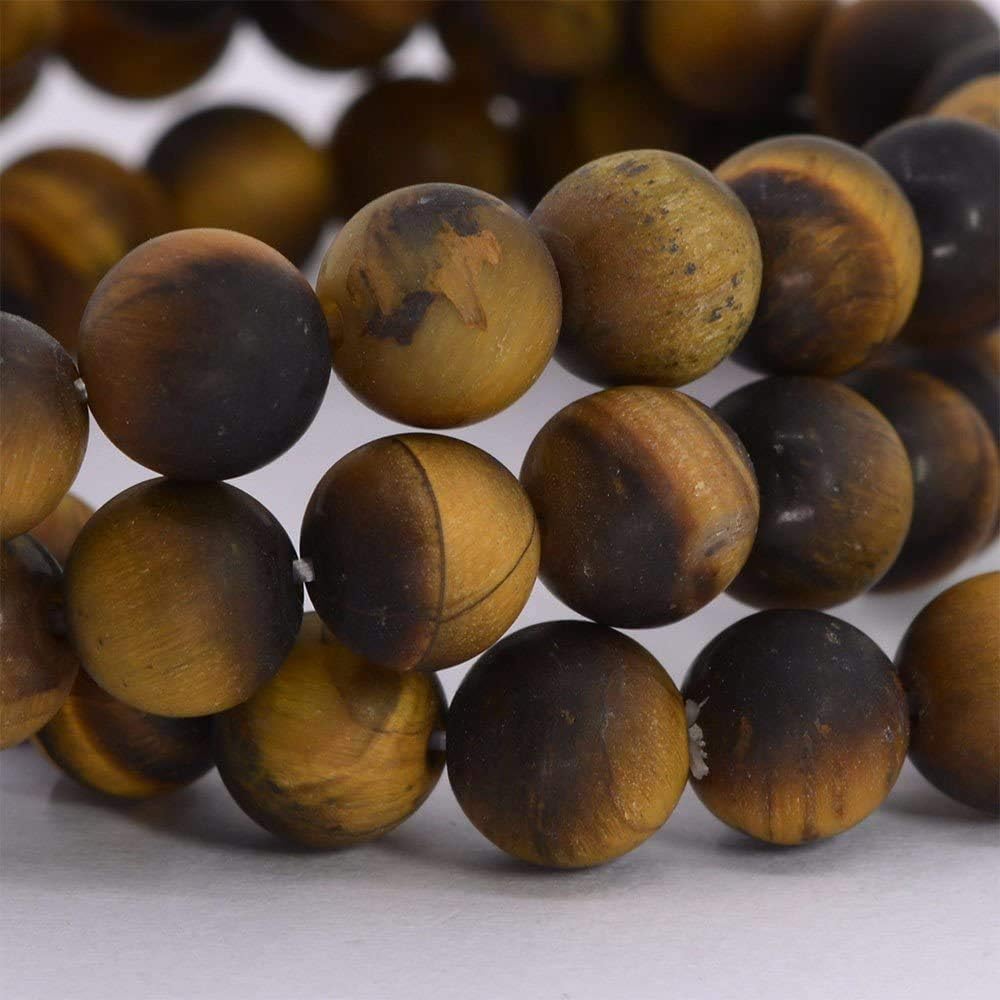 Natural Matt Gold Tiger's Eye Gemstone 8mm Round Beads Stretch Bracelet 7inch Unisex