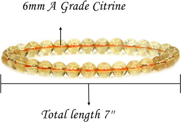Angelstones Natural AA Grade Citrine Gemstone 6mm Round Beads Stretch Bracelet 7inch Unisex