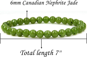 Angelstones Natural Canadian Nephrite Jade Gemstone 6mm Round Beads Stretch Bracelet 7inch Unisex
