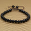 Natural A Grade Black Tourmaline Gemstone 6mm Round Beads Adjustable Bracelet 7inch Unisex