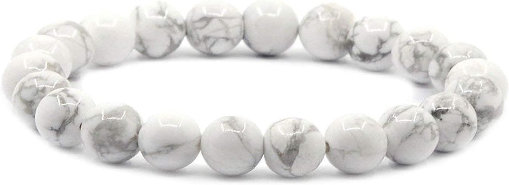 Natural White Howlite Gemstone 8mm Round Beads Stretch Bracelet 7inch Unisex