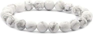 Natural White Howlite Gemstone 8mm Round Beads Stretch Bracelet 7inch Unisex