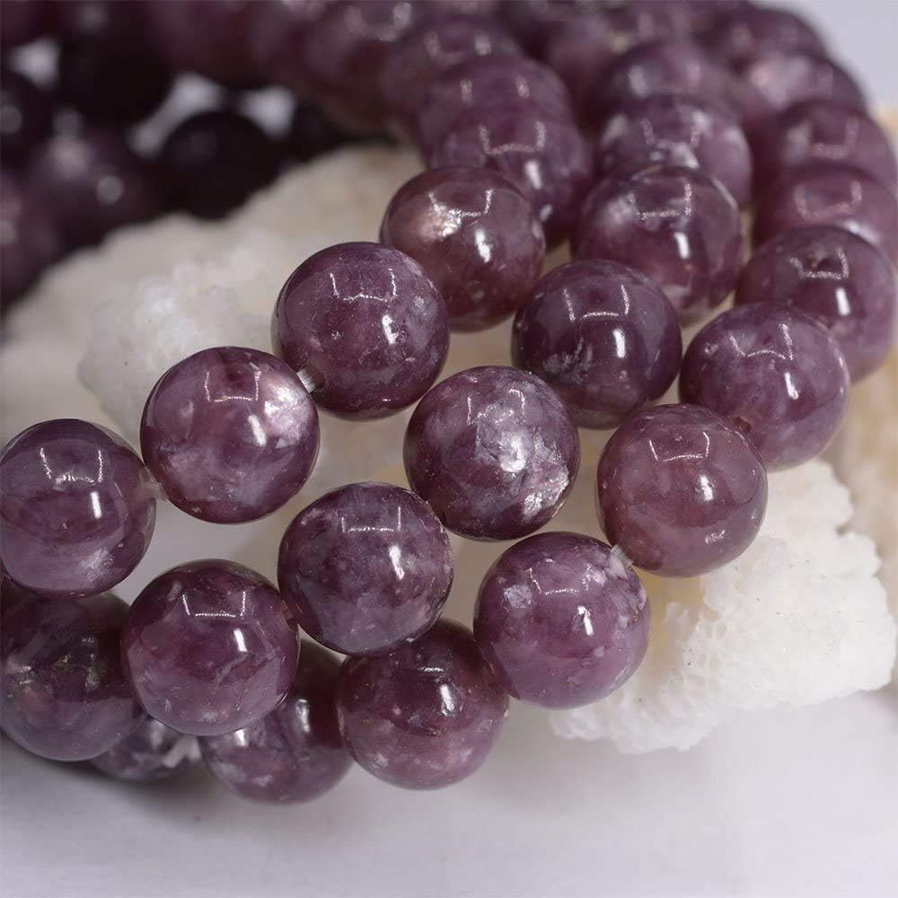 Natural Lepidolite Lithium Mica Gemstone 8mm Round Beads Stretch Bracelet 7 Inch Unisex