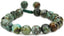 Angelstones Handmade Gemstone 10mm African Turquoise Round Beads Adjustable Braided Macrame Tassels Chakra Reiki Bracelets 7-9 inch Unisex
