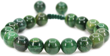 Angelstones Handmade Gemstone 10mm African Serpentine Round Beads Adjustable Braided Macrame Tassels Chakra Reiki Bracelets 7-9 inch Unisex