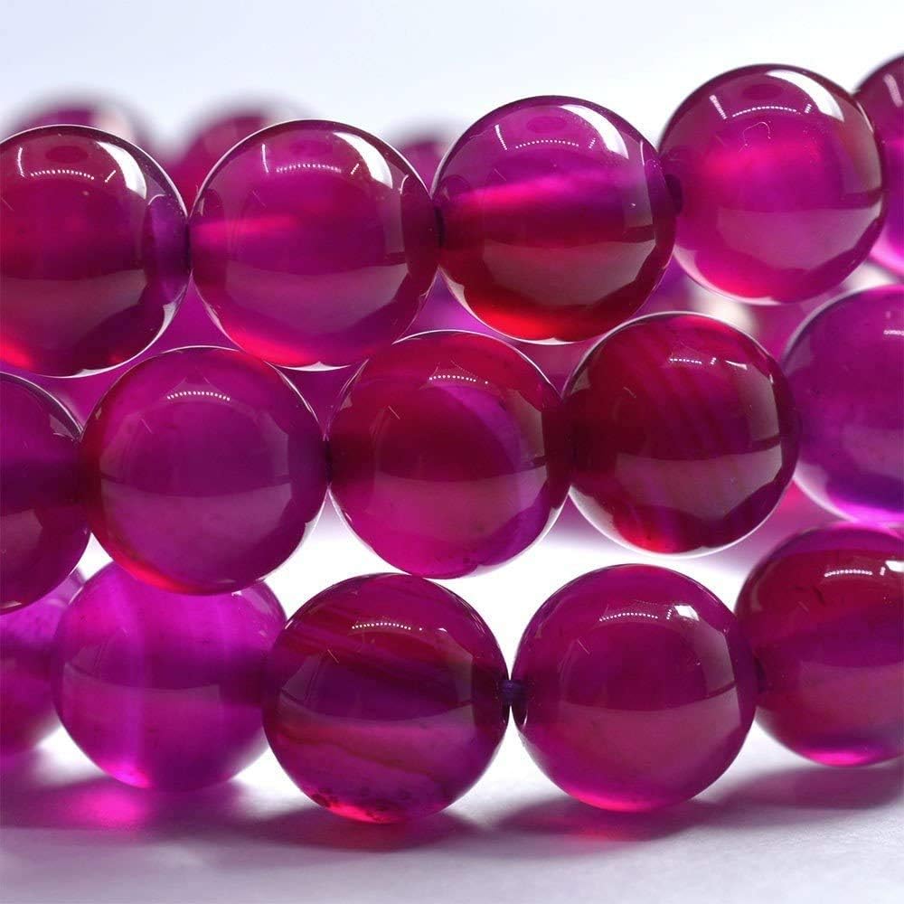 Angelstones Rose Agate Gemstone 8mm Round Beads Stretch Bracelet 7inch