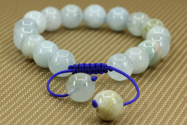 Angelstones Handmade Gemstone 10mm Multicolor Aquamarine Round Beads Adjustable Braided Macrame Tassels Chakra Reiki Bracelets 7-9 inch Unisex
