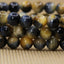 Natural Golden Blue Tiger Eye Gemstone 8mm Round Beads Stretch Bracelet 7inch Unisex