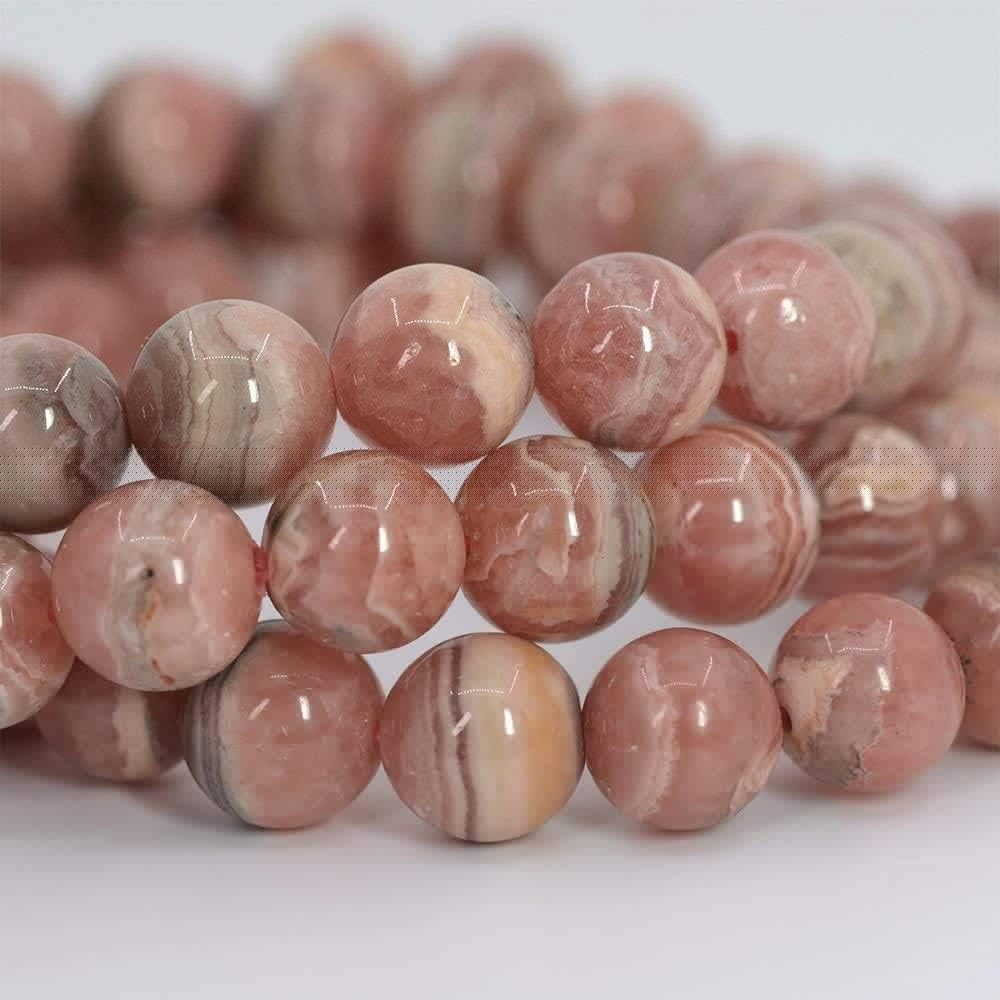 Natural Argentina Rhodochrosite Gemstone 8mm Round Beads Stretch Bracelet 7inch Unisex