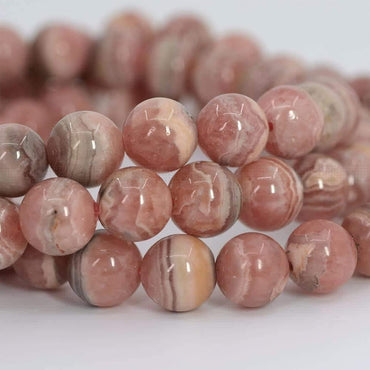 Natural Argentina Rhodochrosite Gemstone 8mm Round Beads Stretch Bracelet 7inch Unisex