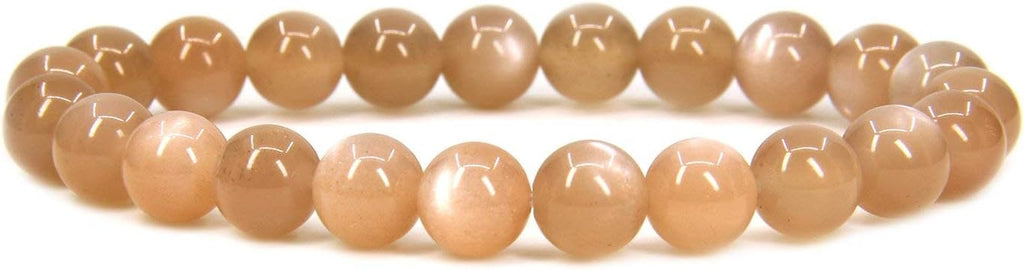 Angelstones Natural Red Sunstone 8mm Round Beads Stretch Bracelet 7inch Unisex