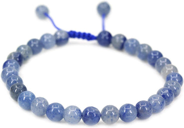Angelstones Handmade Gemstone 6mm Blue Aventurine Round Beads Adjustable Braided Macrame Tassels Chakra Reiki Bracelets 7-9 inch Unisex