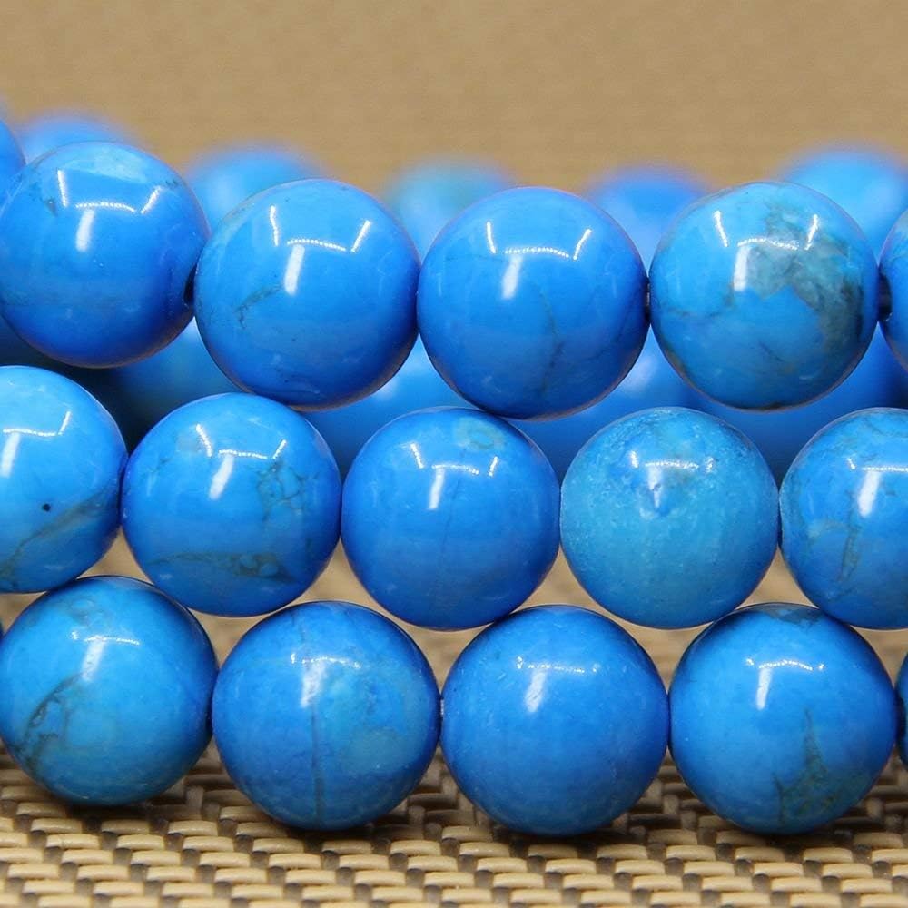 Natural Turquoise Howlite Gemstone 8mm Round Beads Stretch Bracelet 7inch Unisex