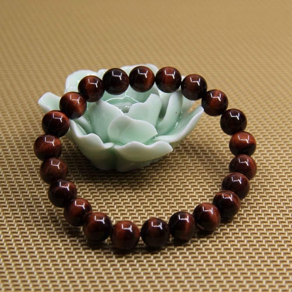 Natural AA Red Tiger Eye Crystals Gemstone 8mm Round Beads Stretch Bracelet 7inch Unisex