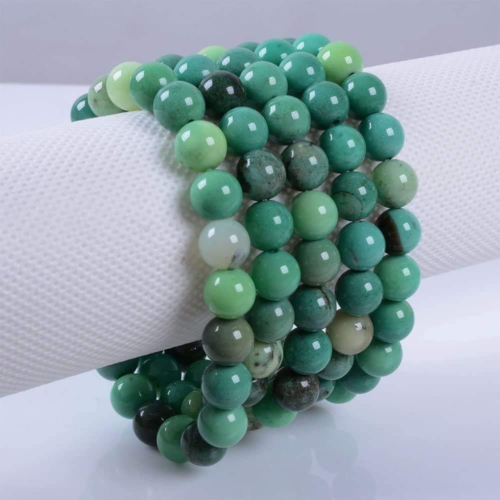 Natural Green Chrysoprase Gemstone 8mm Round Beads Stretch Bracelet 7inch Unisex
