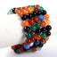 Multicolor Agate Gemstone 8mm Round Beads Stretch Bracelet 7inch Unisex