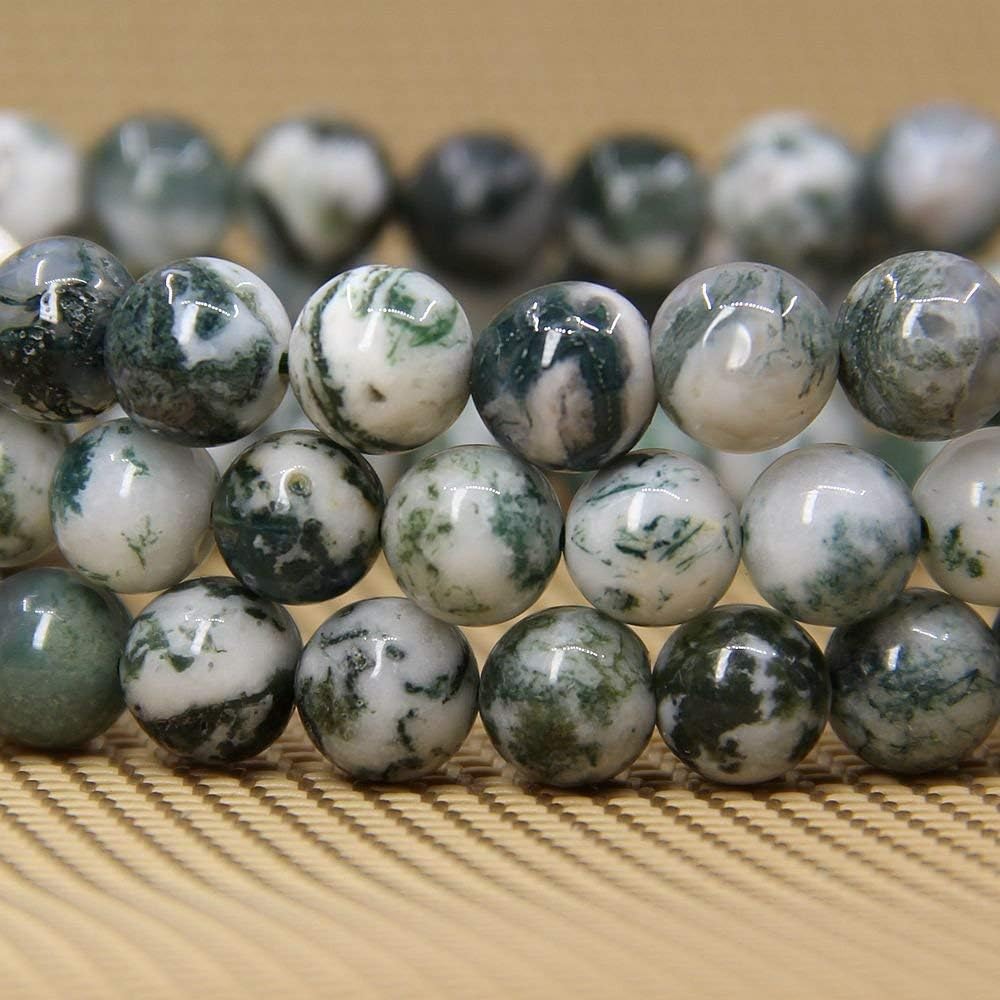 Natural Tree Agate Gemstone 8mm Round Beads Stretch Bracelet 7inch Unisex