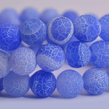Light Blue Weathered Agate Gemstone 8mm Round Beads Stretch Bracelet 7inch