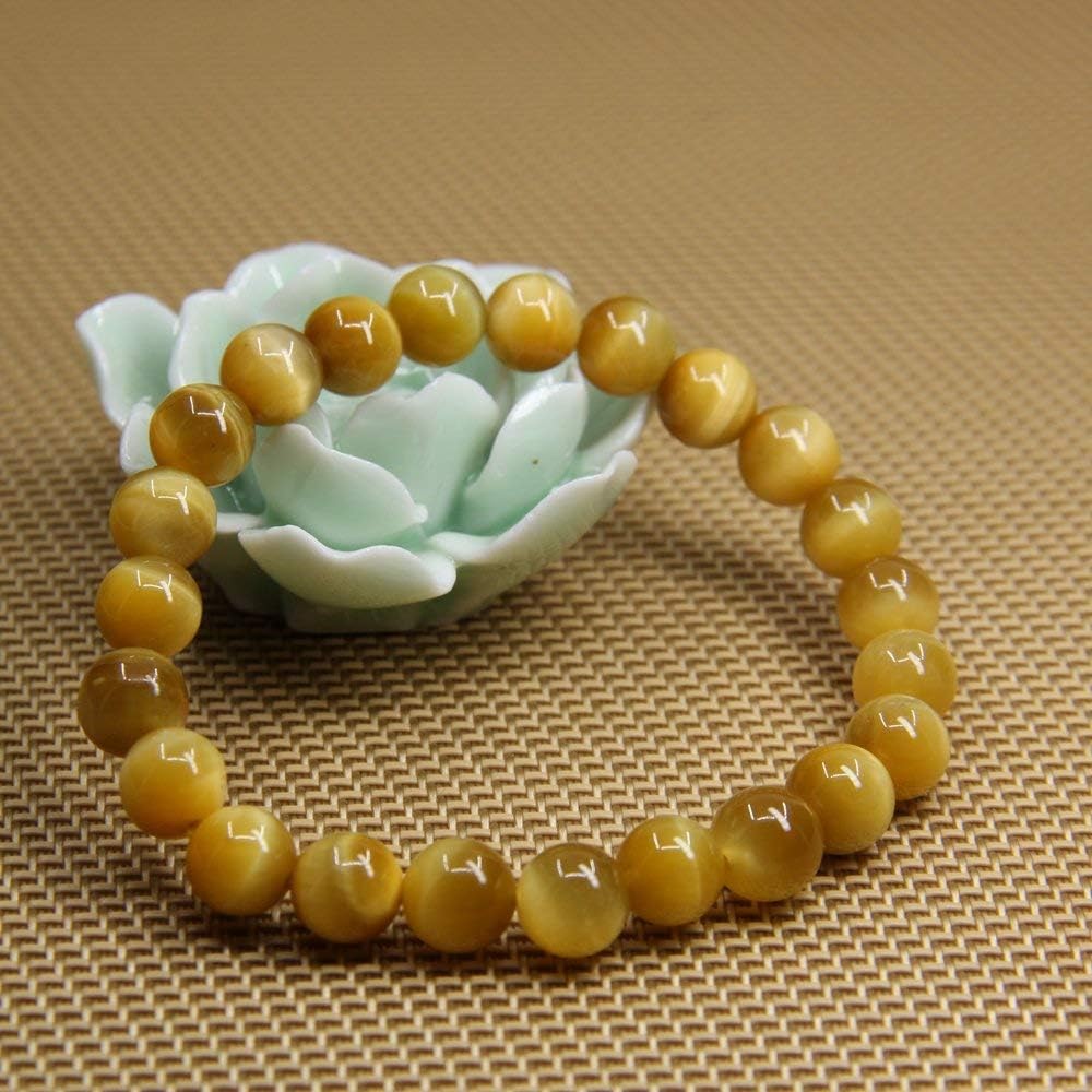 Natural AAA Gold Tiger Eye Gemstone 8mm Round Beads Stretch Bracelet 7inch Unisex