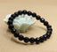 Natural Faceted Black Agate Handmade Gemstone 8mm Round Beads Elastic Bracelet 7inch Unisex