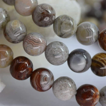 Natural Mexican Lace Agate Gemstone 6mm Round Beads Stretch Bracelet 6.5inch Unisex