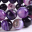 Purple Brazilian Agate Gemstone 10mm Round Beads Stretch Bracelet 7 Inch Unisex