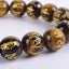 Six Words Golden Tiger Eye Gemstone 10mm Round Beads Stretch Bracelet 7inch Unisex