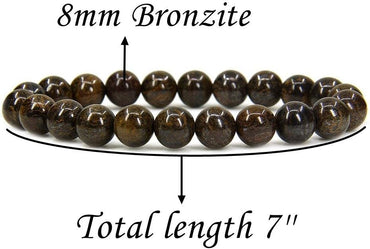 Natural Bronzite Gemstone 8mm Round Beads Stretch Bracelet 7inch Unisex