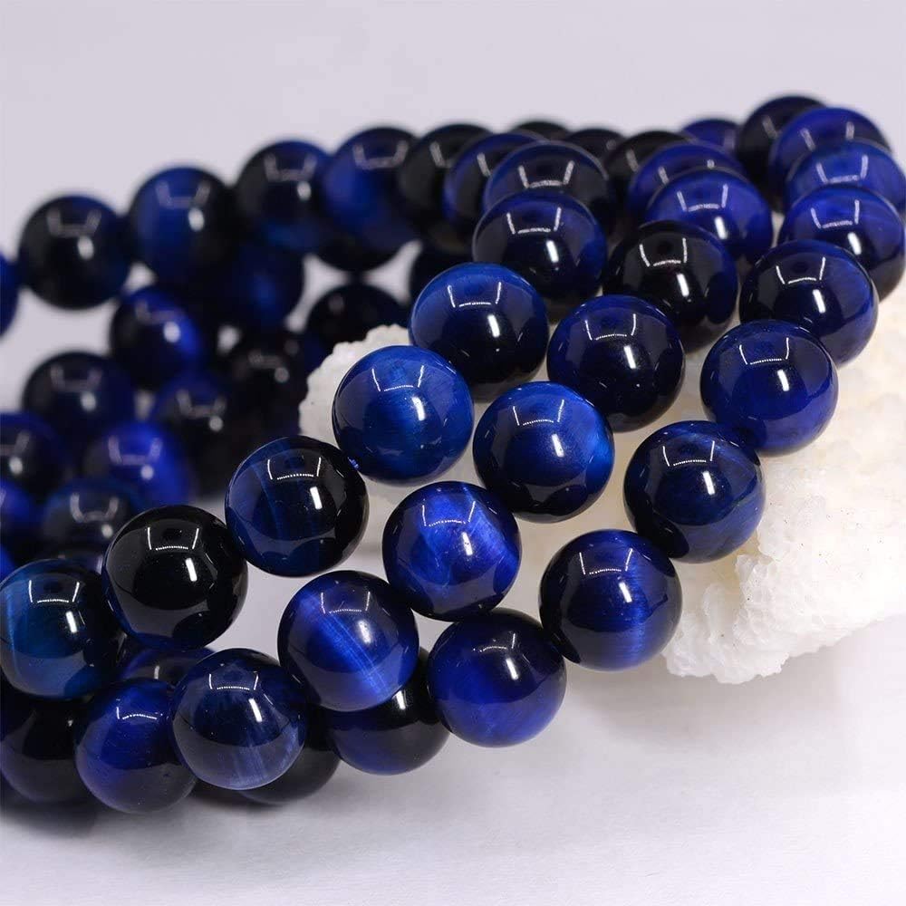 Dyed Blue Tiger Eye Gemstone 8mm Round Beads Stretch Bracelet 7 Inch Unisex