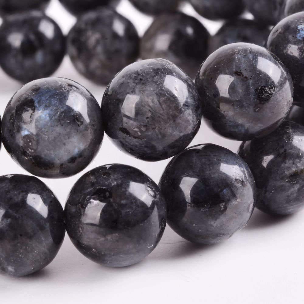 Angelstones Natural Larvikite Gemstone 10mm Round Beads Stretch Bracelet 7 Inch Unisex