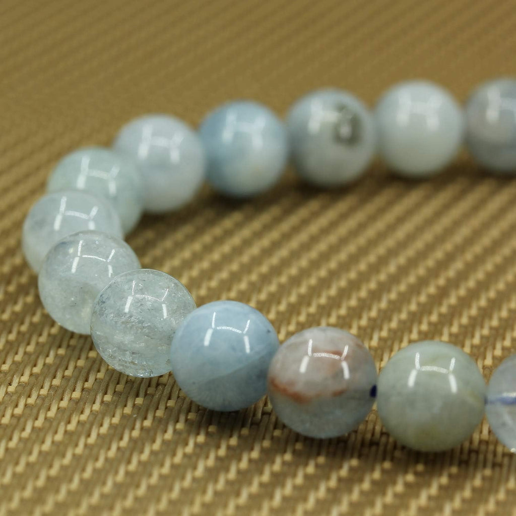 Natural Multicolor Aquamarine Gemstone 8mm Round Beads Stretch Bracelet 7inch Unisex