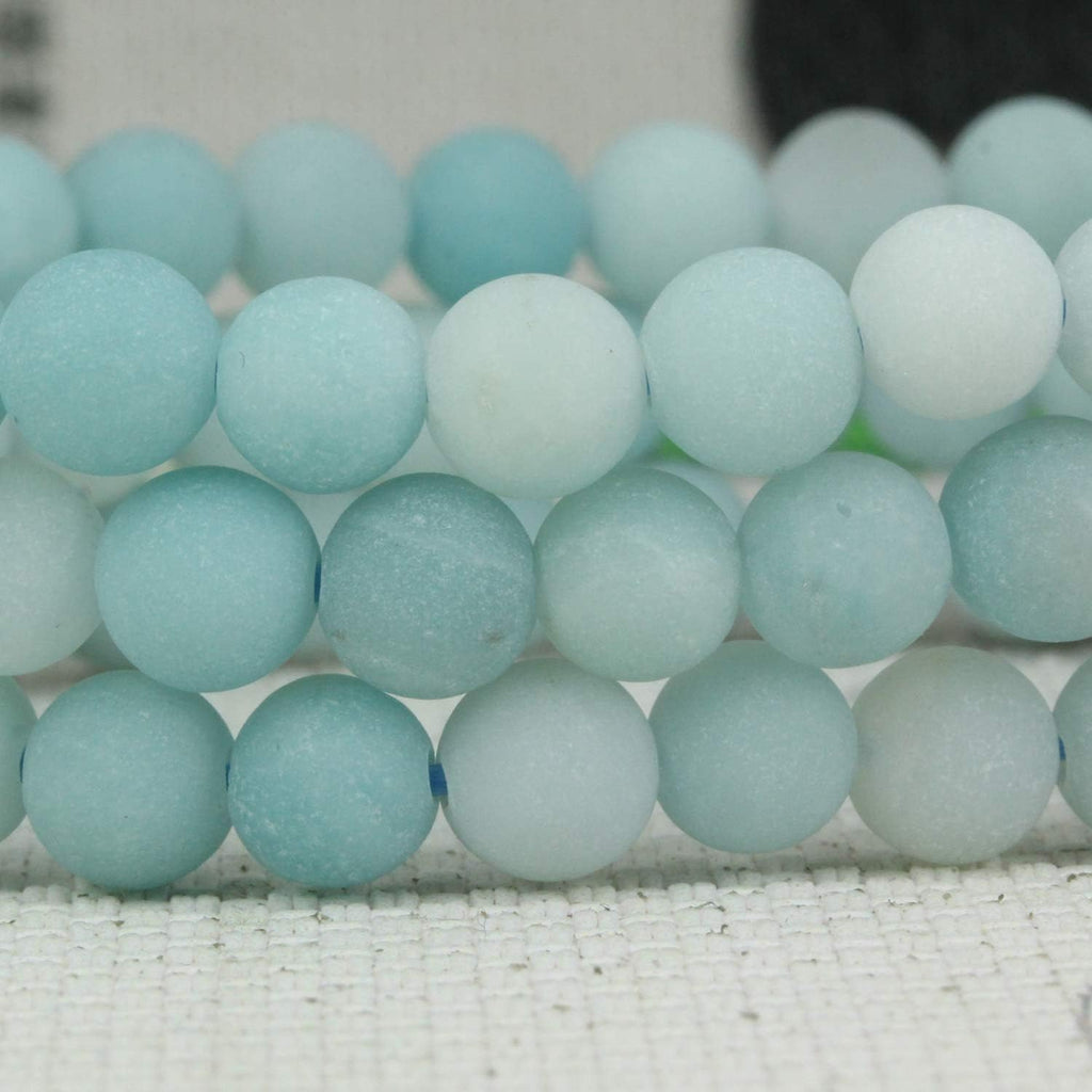 Natural Matt Blue Amazonite Gemstone 6mm Round Beads Stretch Bracelet 7inch Unisex