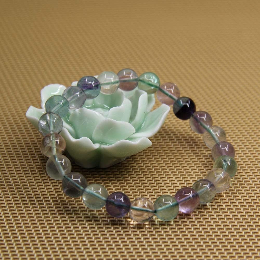 Natural AA Clear Fluorite Gemstone 8mm Round Beads Stretch Bracelet 7inch Unisex
