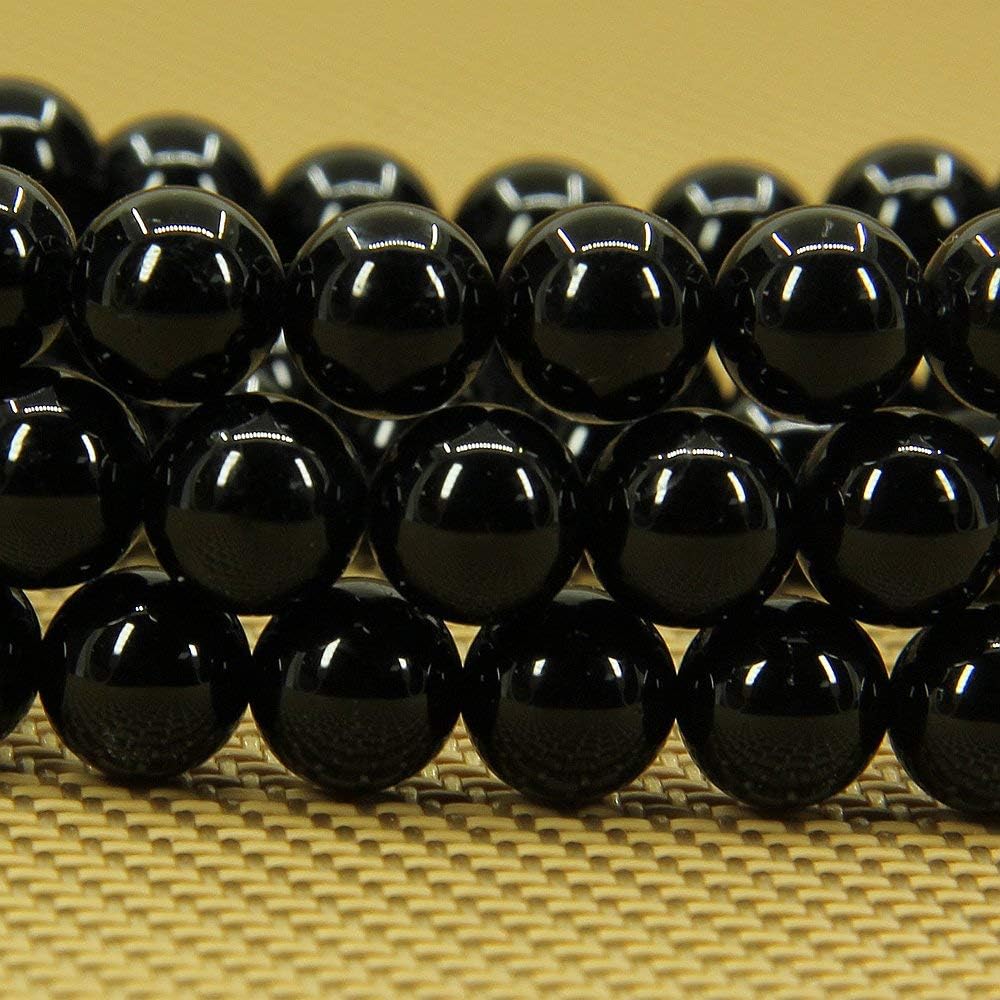 Natural Black Tourmaline Gemstone 8mm Round Beads Stretch Bracelet 7inch Unisex