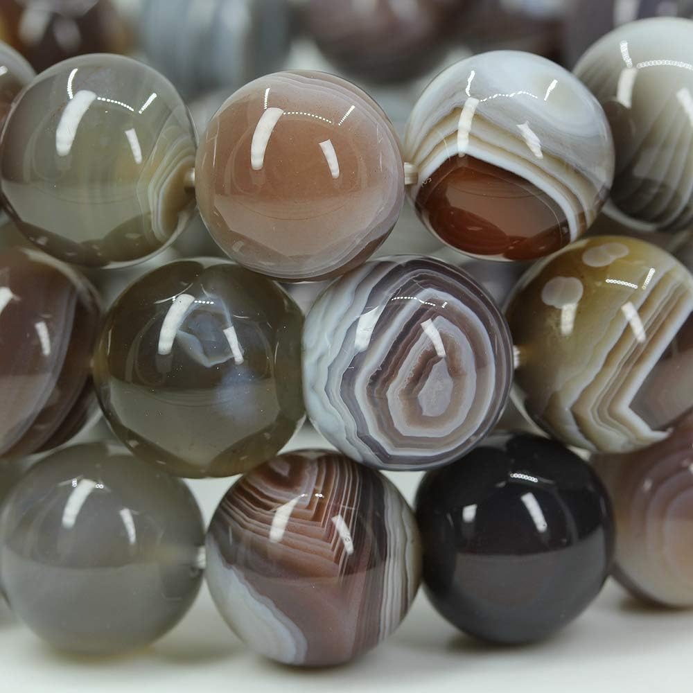 Natural AA Botswana Agate Gemstones Healing Power Elastic Stretch 14mm Beads Beaded Bracelet 7inch Mens