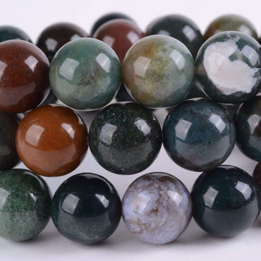 Natural Multi-color Indian Agate Gemstone 10mm Round Beads Stretch Bracelet 6.5inch Unisex