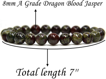 Natural A Grade Dragon Blood Jasper Gemstone 8mm Round Beads Stretch Bracelet 7inch Unisex