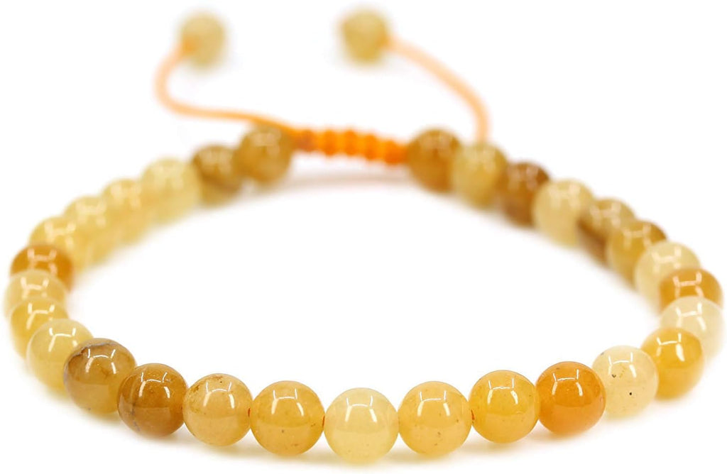 Natural Multicolor Yellow Jade Gemstone 6mm Round Beads Adjustable Braided Macrame Tassels Chakra Reiki Bracelets 7-9 inch Unisex