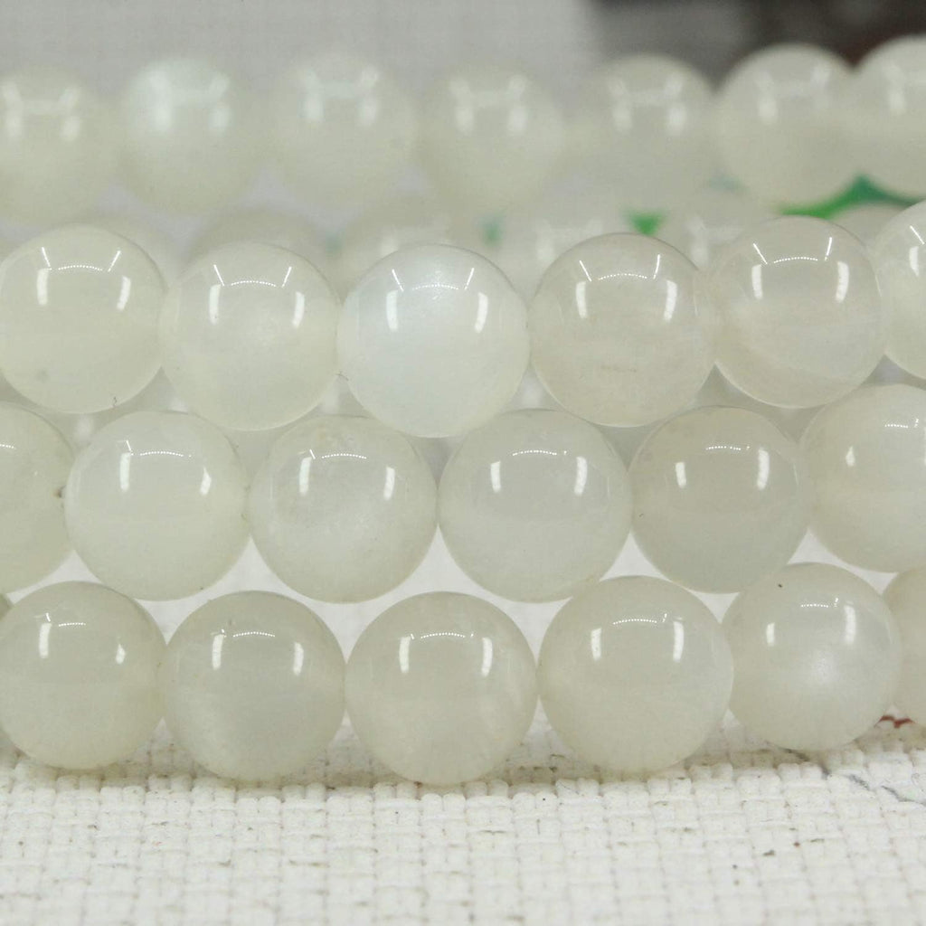Natural White Moonstone Gemstone 6mm Round Beads Stretch Bracelet 7inch Unisex