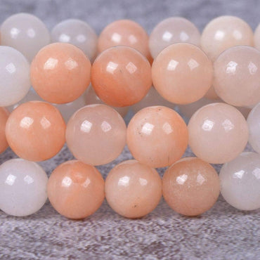 Angelstones Natural Peach Aventurine Gemstone 8mm Round Beads Stretch Bracelet 7 Inch Unisex