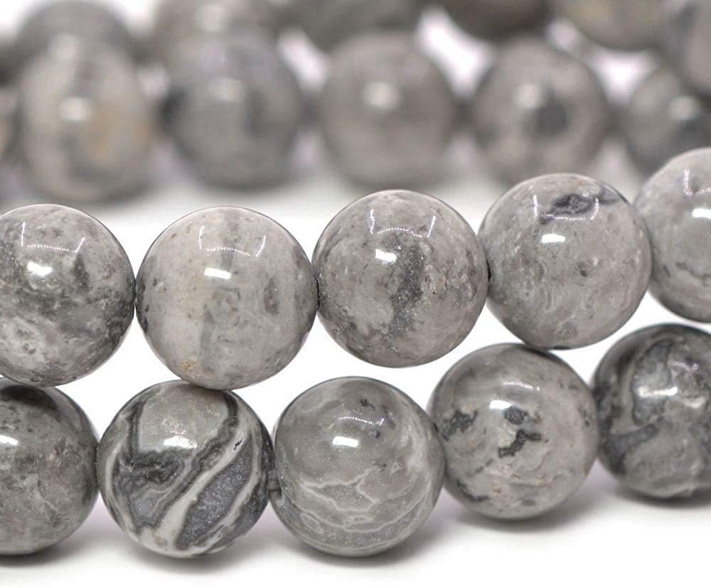 Natural Black Lace Jasper Gemstone 8mm Round Beads Stretch Bracelet 7 Inch Unisex