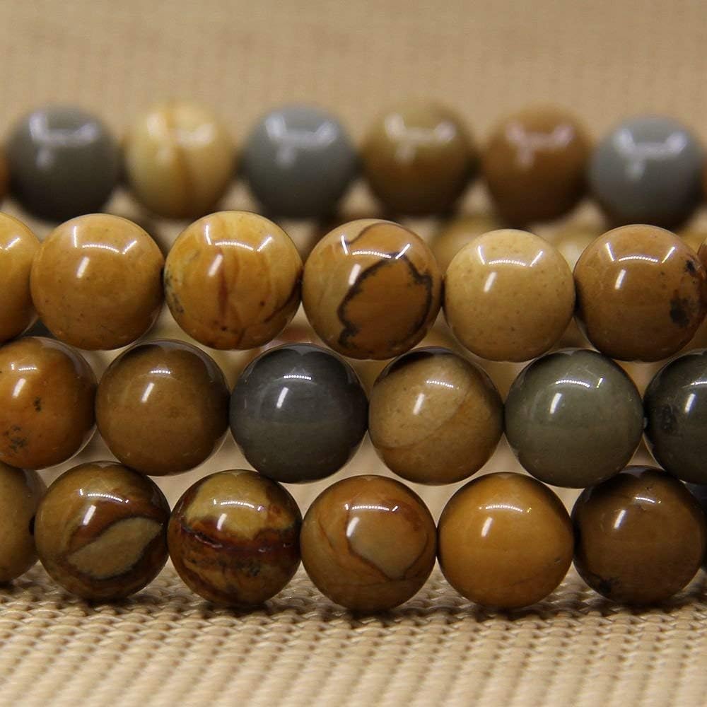 Natural Owyhee Picture Jasper Gemstone 8mm Round Beads Stretch Bracelet 7inch Unisex