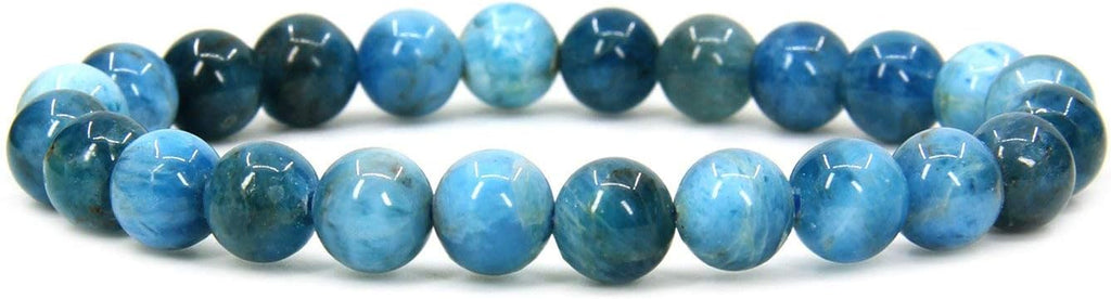 Angelstones Natural Blue Green Apatite 8mm Round Beads Stretch Bracelet 7inch Unisex