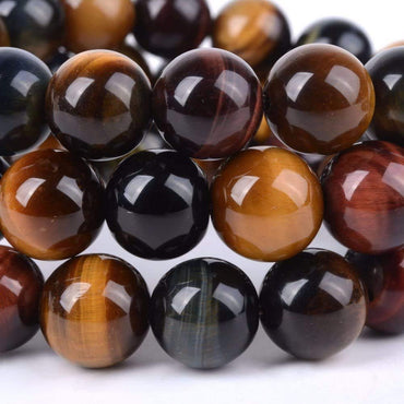 Natural Multi-Color Tiger Eye Gemstone 10mm Round Beads Stretch Bracelet 7 Inch Unisex