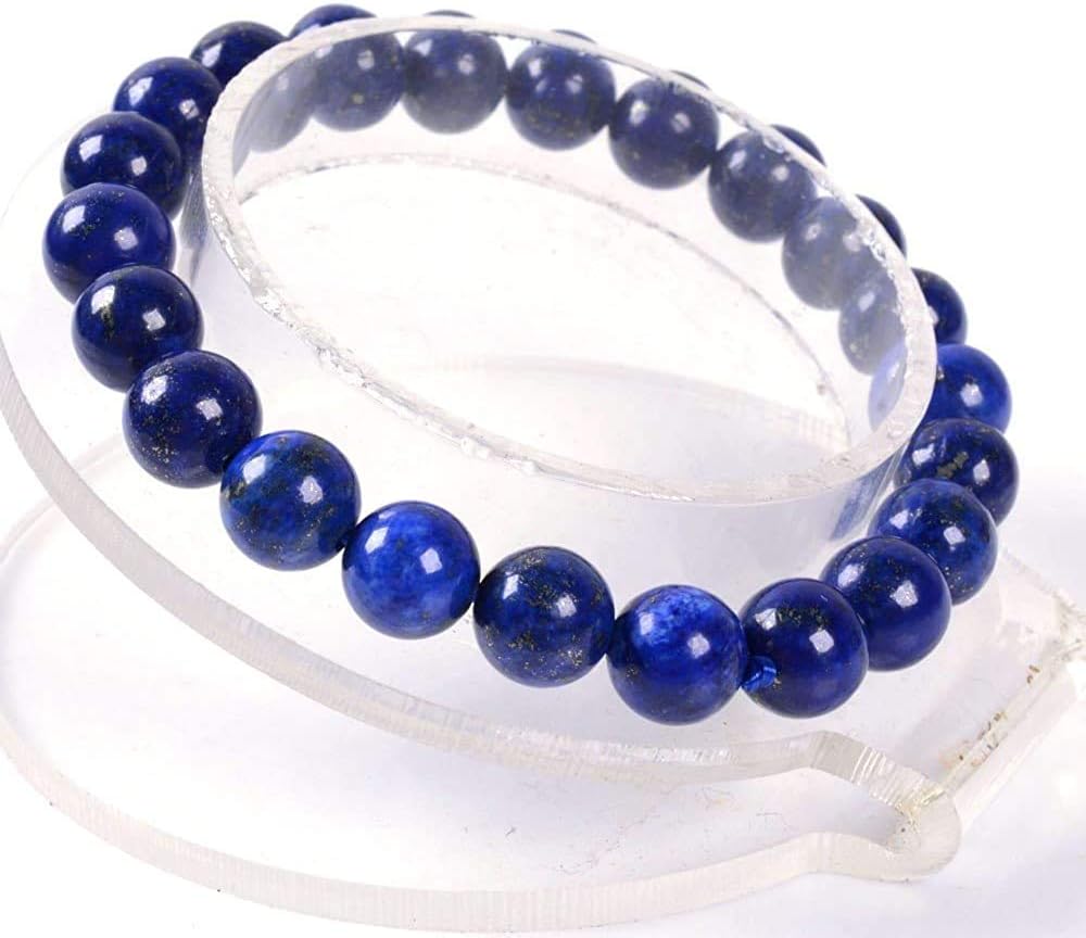 Dyed Lapis Gemstone 8mm Round Beads Stretch Bracelet 7inch Unisex