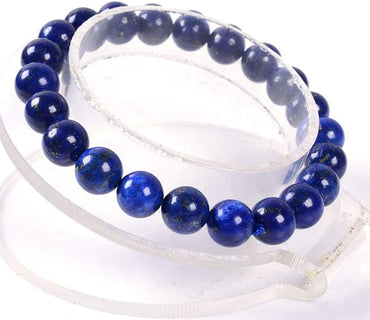 Dyed Lapis Gemstone 8mm Round Beads Stretch Bracelet 7inch Unisex
