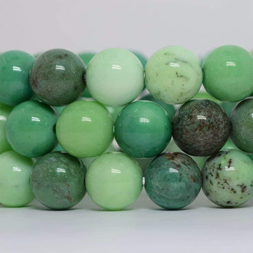 Angelstones Natural Green Chrysoprase Gemstone 10mm Round Beads Stretch Bracelet 7 Inch Unisex