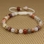 Natural Multicolor Rutilated Quartz Gemstone 6mm Round Beads Adjustable Bracelet 7inch Unisex