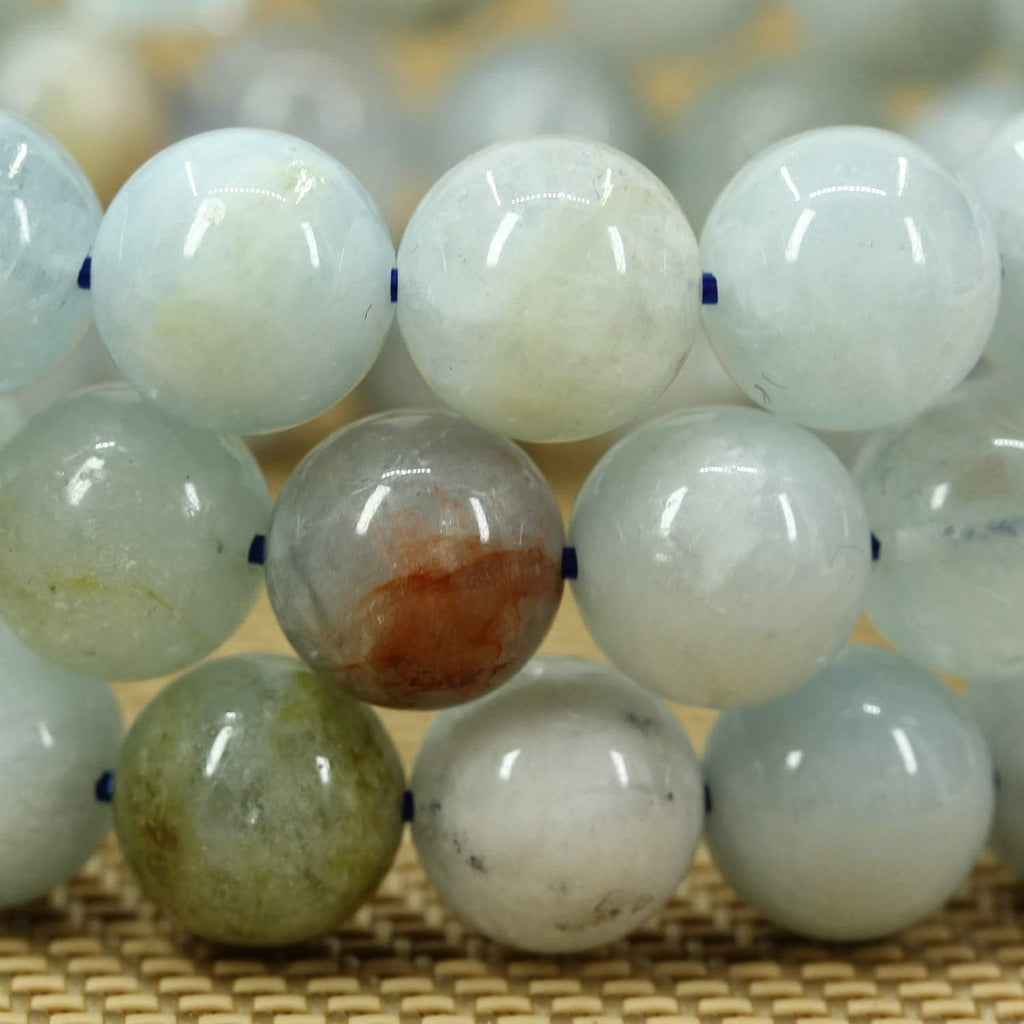 Angelstones Natural Multicolor Aquamarine Genuine Semi-Precious Gemstones Healing 10mm Beaded Stretch Bracelet 7inch Unisex