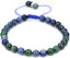 Natural Lapis Chrysocolla Gemstone 6mm Round Beads Adjustable Braided Macrame Tassels Chakra Reiki Bracelets 7-9 inch Unisex